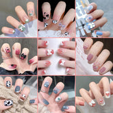 Wearing Rhinestone Nail Patch Nail Polish Strips DIY Waterproof Nail Wraps Flowers Bronzing Pattern False Nail Stickers For Girl