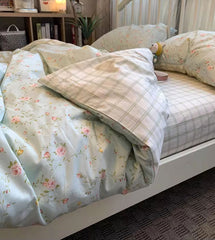YICKYUE - fashion fresh rustic flower bedding set 1.2 1.5 1.8,twin full queen nordic cotton home textile bed sheet pillow case quilt cover