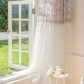 YICKYUE - 2PC Floral Embroidered Sheer Curtains - Home Decor for Living Room, Bedroom, and Garden