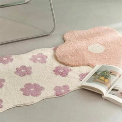 Yickyue Floral Tufting Rug Door Mat Soft Thick Fluffy Tuftted Door Floor Carpet Bathroom Absorbent Rug Toilet Kitchen Entrance F