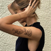 YICKYUE - 1Pc Geometric Pattern Bohemia Rose Flower Temporary Tattoos Stickers Women Men Black Sailer Tatto Waterproof Arm Back Tattoo
