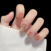 24pcs/box Detachable Fake Nails Tulip Full Nail Art Tips Colorful Beauty Nail Artificial False Nails Tips With Wearing Tool