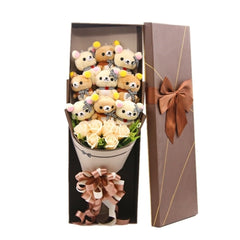 Cute Teddy Bear Stuffed Animal Plush Toy Lover Rilakkuma Bear Flower Bouquet Gift Box Birthday Valentine's Day Christmas Gifts
