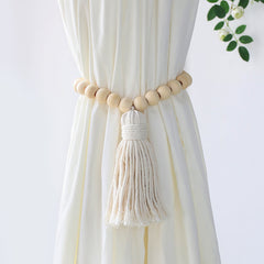 Wood Bead Decorative Curtains Fringe Curtain Tieback Home Decoration Accessories Curtain Holdback For Living Room Bedroom Decor
