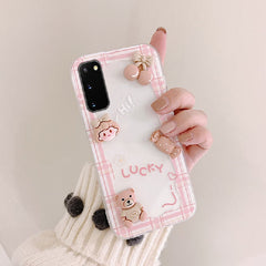 For Samsung Galaxy S21 plus s22+ soft case fashion 3D pink girl s20 cute cartoon shell s21 ultra simple cover kawaii sister gift