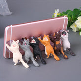 1pc Cat Figurine Miniature Cat Sucker Design Phone Holder mini fairy garden Cartoon statue craft Home Car Decorative Gift