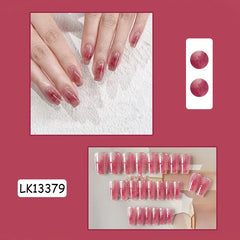 YICKYUE Wine Stain Halo Wear Nail Patch Glitter Nail Piece In Autumn And Winter White Fake Nails Nail Patch Finished Nail