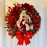 2022 Sacred Christmas Wreath With Lights Hanging Ornaments Front Door Wall Decorations Merry Christmas Tree Artificial Garland