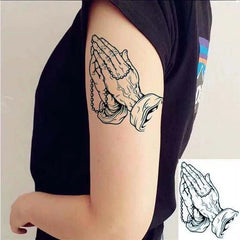 The Hand Of Pray Fake Tattoo Sticker For Men Women Arm Chest Body Art Waterproof Temporary Tatto Flash Party Decal Tatoo