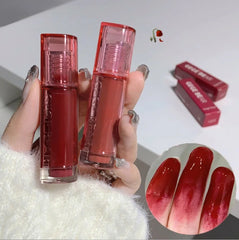 YICKYUE - Mirror Water Glossy Lip Glaze Crystal-frozen Glossy Clear Lip Gloss Black Tea Red Liquid Lipstick Doodle Lips Korean Makeup