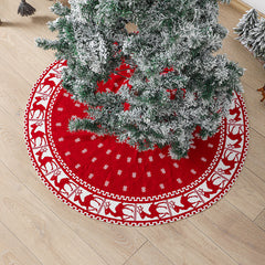YICKYUE - Creative Christmas Atmosphere Tree Skirt Snowflake Deer Knitted Christmas Tree Apron Christmas Tree Skirt Decorations Props