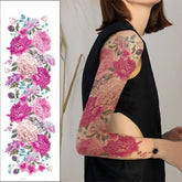 YICKYUE - Big Arm Temporary Tattoo Sticker Colorful Peony rose flowers Fake Tattoo Sleeves Flash Tatto Waterproof Body/leg Art paint Women