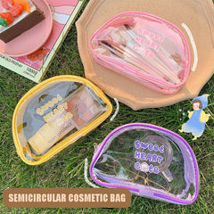 W&G cute ins cosmetic bag girl heart transparent pvc large capacity portable female waterproof toiletry bag storage bag