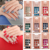 YICKYUE - Nails Art Fake Nail Wearable Nails Solid Colored False Nails Artificial Square Nail Short Square Detachable Multi Colored INS
