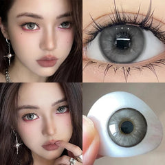 YICKYUE - 2pcs Green Color Contact Lenses With Myopia Degree-0.00~ -8.00 Blue Nature Beauty Pupil Makeup Brown Eye Free Shipping