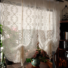 YICKYUE - Free Shipping Pastoral Purdah Lifting Curtains Balloon Gift BlindsRomantic Shades Finished Drapes Fan Draw Ribbon Short Blinds
