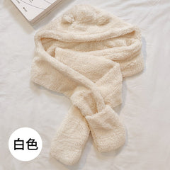 Female Hat Bib Gloves Winter Warmer Cute Cycling Warm Scarf Hat Winter Mask Scarf Integrated Face Display Cap
