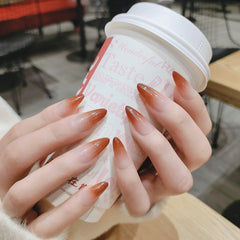 YICKYUE 24PCS/box artificial nails with glue Gradients wear long paragraph fashion Manicure False nails press on fake nail tips for girl