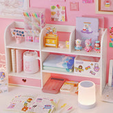 Yickyue Desk Bookshelf Shelf Girl Heart Cabinet Desktop Storage Box Dormitory Bedroomtable Shelf Home Stationery Storage Supplies