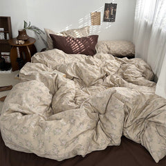 YICKYUE - spring comforter sets Dark Academia Vintage Brown Bedding Set