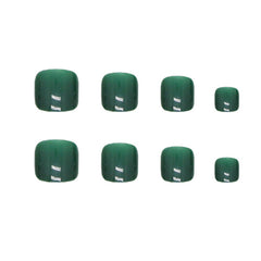 Toe Nail Acrylic Set 24PCS Glossy Short False Nails Pure Green French Press On Nails For Women Girls Free Shipping Items