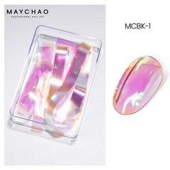 Yickyue 1 Box Colorful 3D Strips Liner Nail Stickers Glitter Nail Art Paper Irregular Manicures Sequins Gel Polish Nail Decor