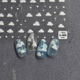 1Pc White Clouds Love Peach Japanese 3D Nail Stickers Star Water Transfer Nails Decals Engraved Summer Nail Art Decorations