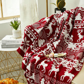Yickyue Merry Christmas Throw Blanket Nordic Winter Knitted Jacquard Christmas Tree Elk Blankets Soft Warm Sofa Bed Cover Shawl Gifts