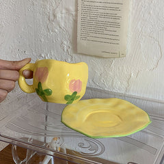 YICKYUE - Retro Handpainted Cup & Saucer Set