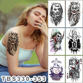 24 Designs Waterproof Temporary Tattoo Stickers Ghost Face Clown Queen Nine Tailed Fox Waterproof Tattoo Sticker For Men Women