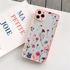 Art Retro Flower Leaves Lens Protected Soft Matte Phone Case For iPhone 11 12 13 Pro Max Mini X XR XS 7 8 Plus SE 2022 Bumper