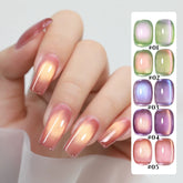 YICKYUE - 1/5PCS SS25 Cat Eye Gel Polish w/Glass Beads & Crystal, 5 Colors Salon DIY Nail Supplies Kit for Pro Nails Manicure