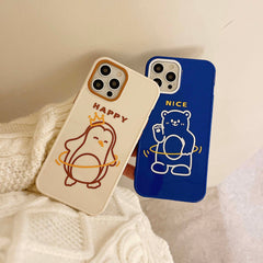 Happy nice Penguin bear cartoon lovely phone case for iphone 8 7 plus x xr xsmax 11 12 mini 13 pro max cute silicone cover