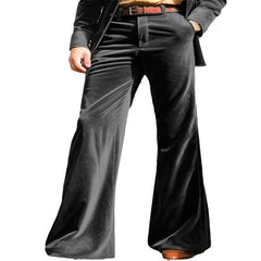 Hearujoy Spring Autumn Fashion Velvet Flared Pants Men High Street Trendy Suit Trousers Vintage Comfortable Vacation Casual Trousers