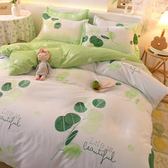 Home Bed Duvet Quilt Cover Set Flat Sheet Pillowcase Soft Bedding Set for Adult Kids Twin Queen Cotton Ployester