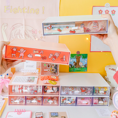 Ins Large Drawer Storage Box Desktop Cosmetics Organizer Storage Multilayer Drawer Tape Student Stationery Desk Combination Rack