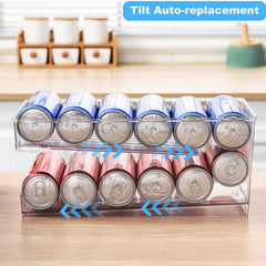 Double Layer Drink Holder Kitchen Accessories Storage Organizer Fridge Organizer Drink Dispenser Automatic Roll Off Drink Box