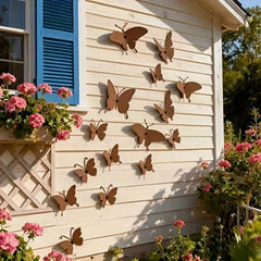 15pcs Rustic Metal Butterfly Wall Decor Set Butterfly Silhouette Wall Art Room Decor Garden Patio Fence Outdoor Home Decorations