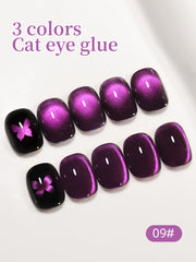 YICKYUE - 15ML Purple Cat Eye Nail Polish Gel UV Gel Soak Off Nail Magnetic Gel Polish Nail Art DlY For Salon At Home For Summer