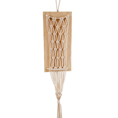 Air Plant Hanger Macrame Wall Hanging Boho Wall Plant Flowers Holder Wooden Shelf Home Decor for Farmhouse Garden Decoration