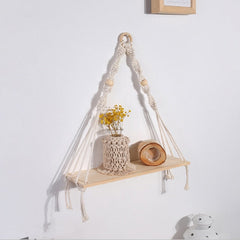 Macrame Shelves for Bedroom & Plant Boho Home Decor Christmas Decoration Wooden Wall Shelf Candle Holder Floating Shelves Gift
