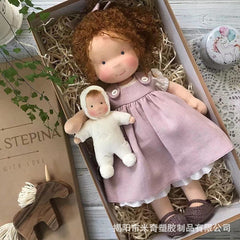 New Full Set 26cm Girl Plush Doll Waldorf Handmade Soft Stuffed Doll Girl With Golden Curly Hair Best Gift For Kid Bjd