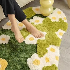 YICKYUE - Aesthetic Tufting Moss Floral Bedroom Rug Bathroom Mat Soft Meadow Plant Living Room Carpet Bedside Floor Pad Doormat Home Decor