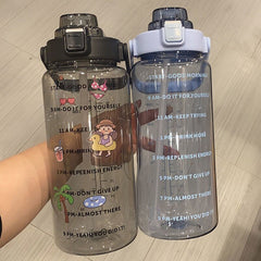 Large-capacity Scaled Drop-proof High Temperature Resistant Water Cup Fitness Outdoor Portable Sports Water Bottle with Straw
