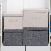 2021 New Washable Cotton Linen Fabric Folding CD Storage Box Foldable Bins Toys Organizer With Lid Storage Basket Laundry Basket
