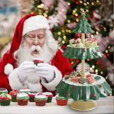 1Pc Christmas Tree Dessert Table Fruit Plate Double Layer Cake Stand Holiday Party Candy Plate Snack Tray Xmas Snack Rack Holder