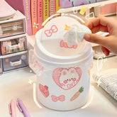 Kawaii Trash Can With Sticker Plastic Desk Storage Bucket Mini Cute Recycle Trash Bin For Home Office Car Kitchen Pencil Holder