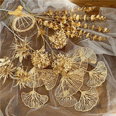 1PC Three-pronged Fan Leaf Netting Artificial Gold Ginkgo Eucalyptus Holly for Wedding Arch Flower Arrangement Home Decor Crafts