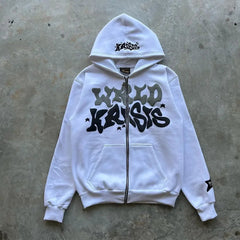 Hearujoy Men and Women Zippered Pink Foam Hooded, Harajuku Casual Clothing, European and American Classic, Loose, Y2K, 2024