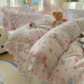 Yickyue Cute Print Bedsheet Set Girls Room Bedding Set Single/Double/Queen/King Size Bed Linen Set Soft Bedclothes s¨¢banas para cama